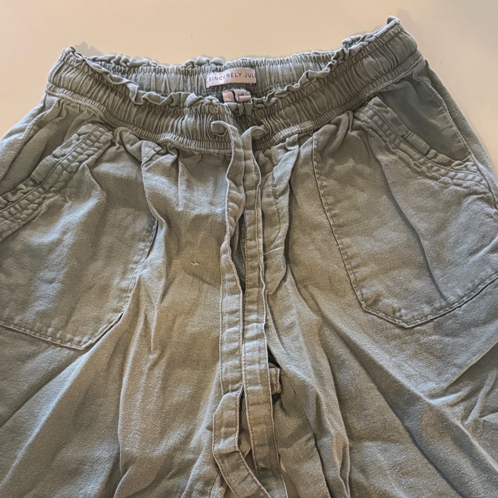 Sincerely Jules Sage Green Linen Pants